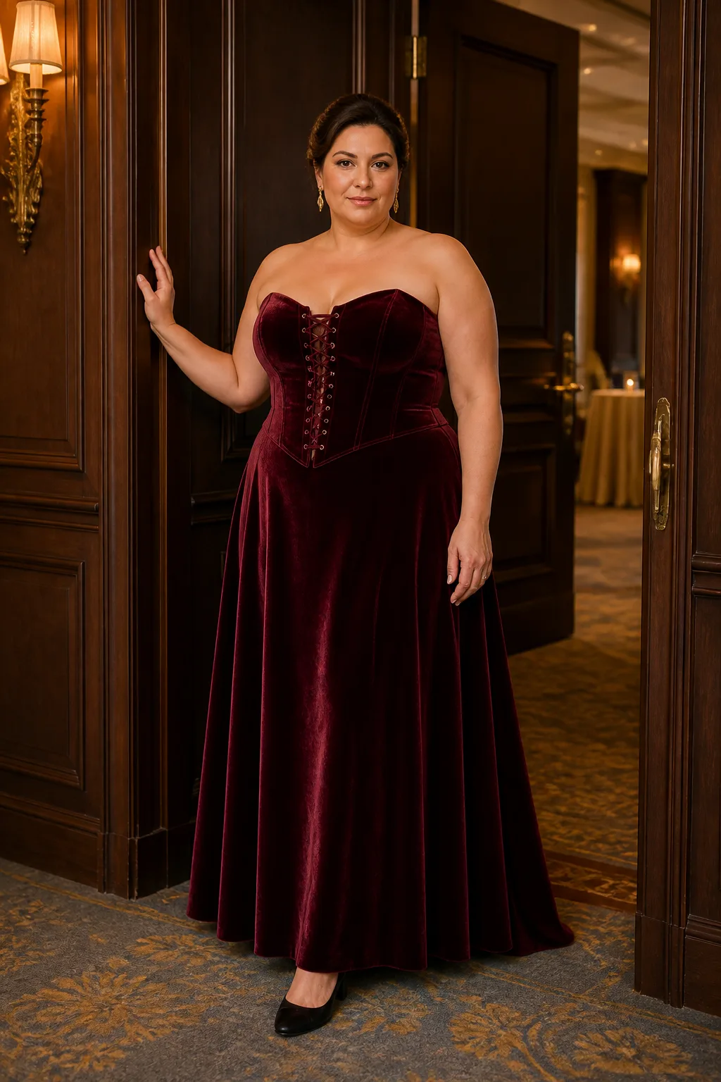 Glamorous Corset Style Plus Size Velvet Dress