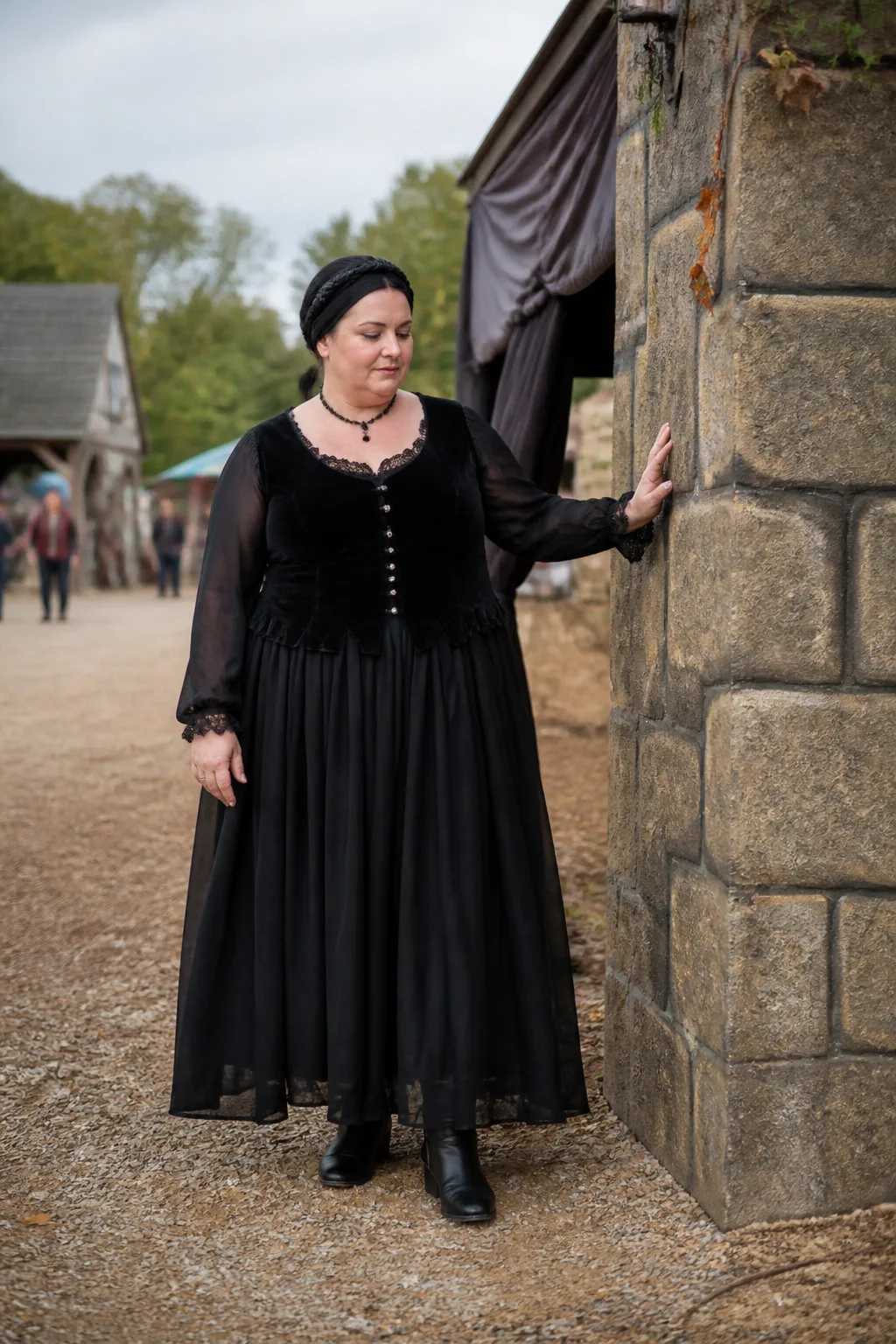 Gothic inspired black renaissance faire outfit