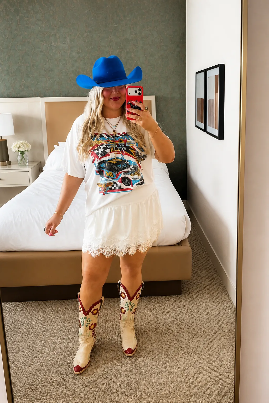 Graphic Tee and Lace Skirt Combo