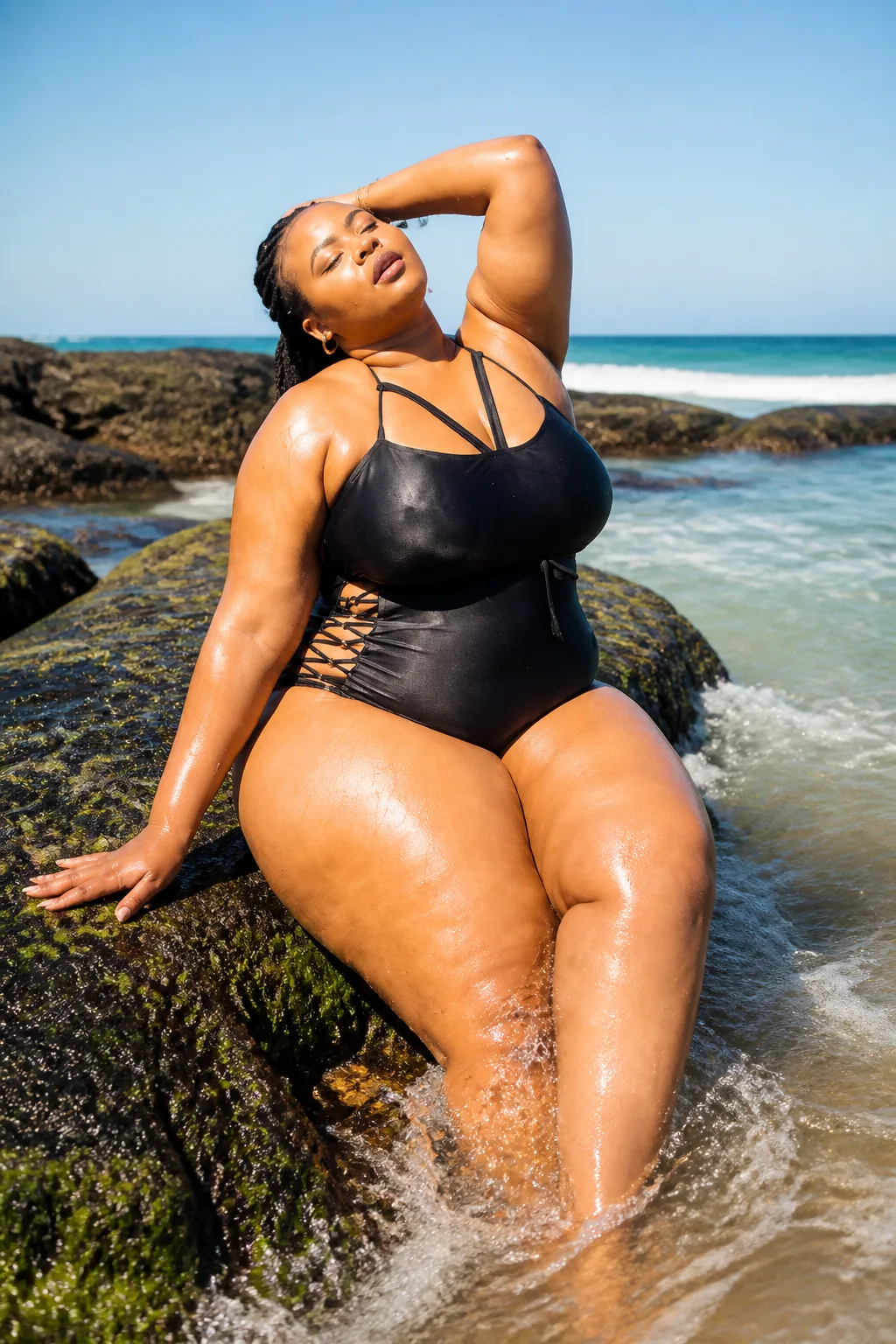 Lace-Up Black Swimsuit Style