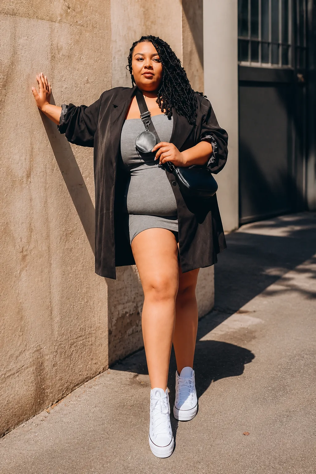 Layered Blazer and Bodycon Street Style