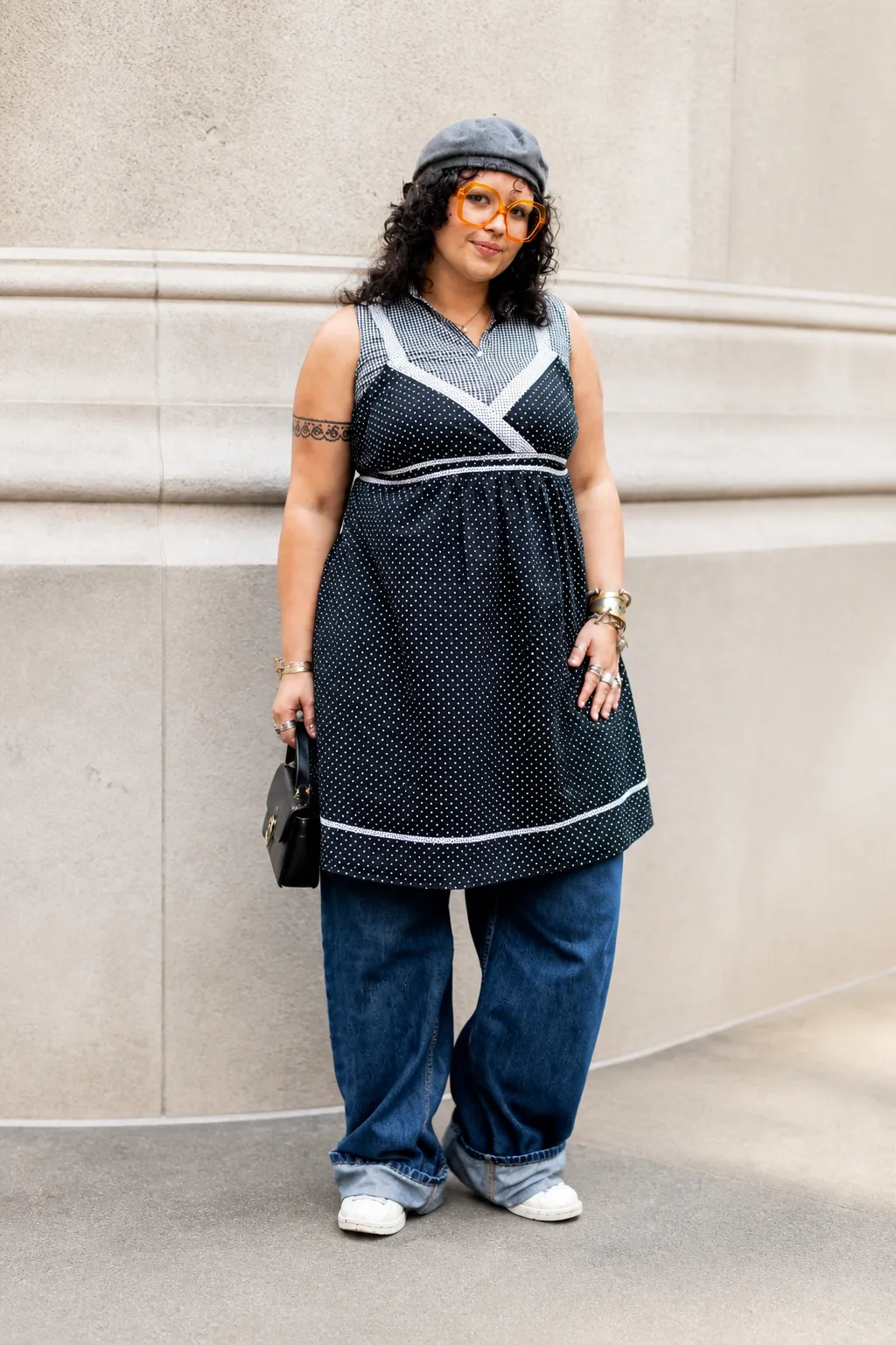 Layered Tunic and Wide Leg Jeans Style