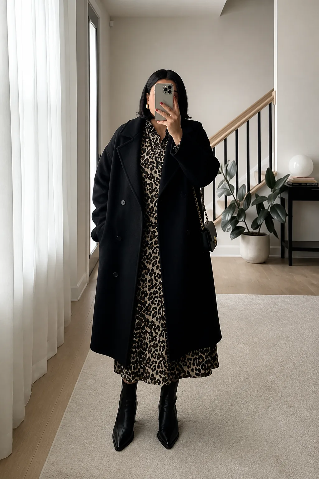 Leopard Dress and Classic Coat Combo