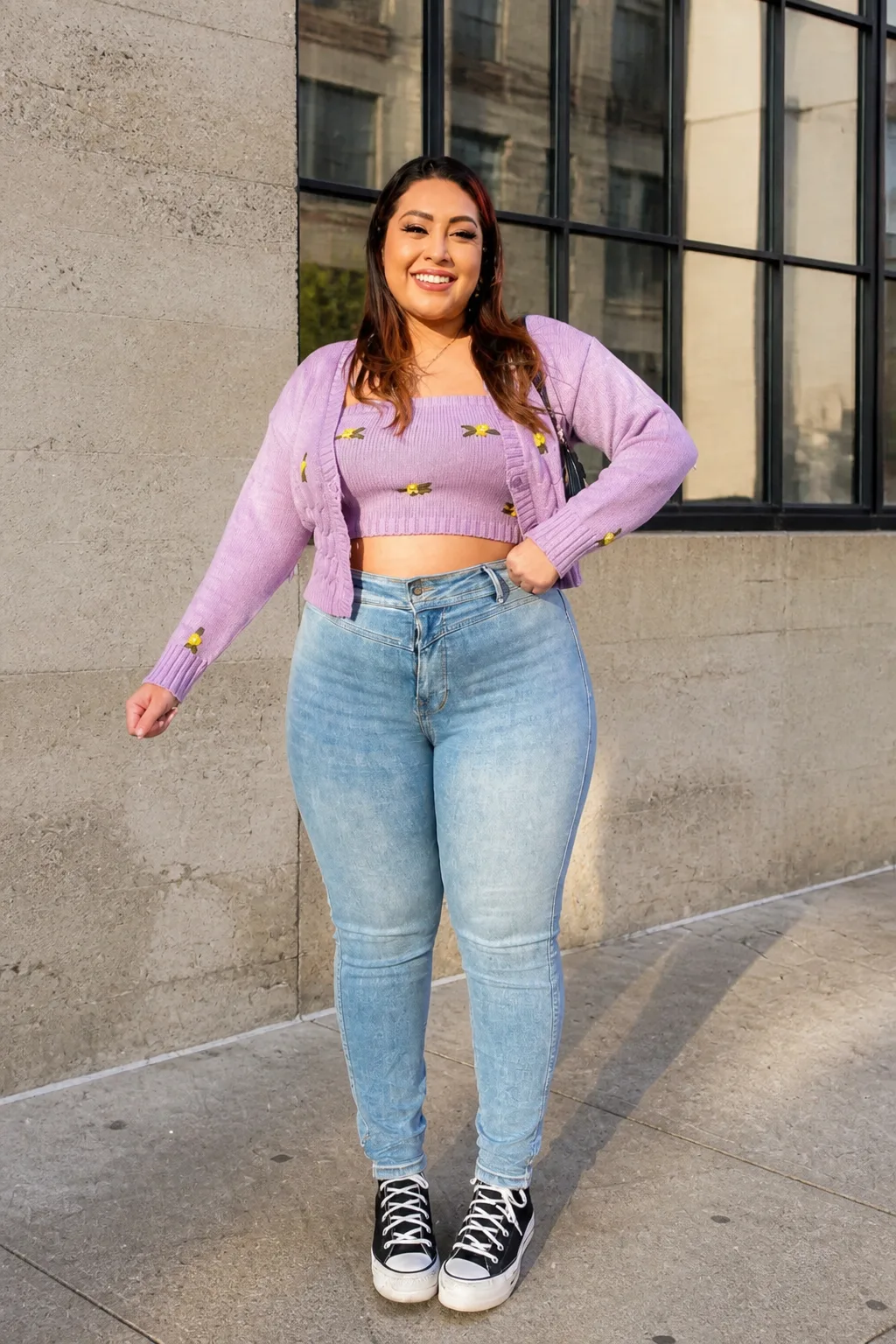 Lilac Cardigan and Crop Top Combo