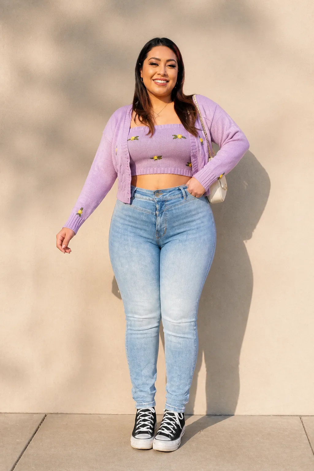 Lilac Crop Top and Cardigan Set