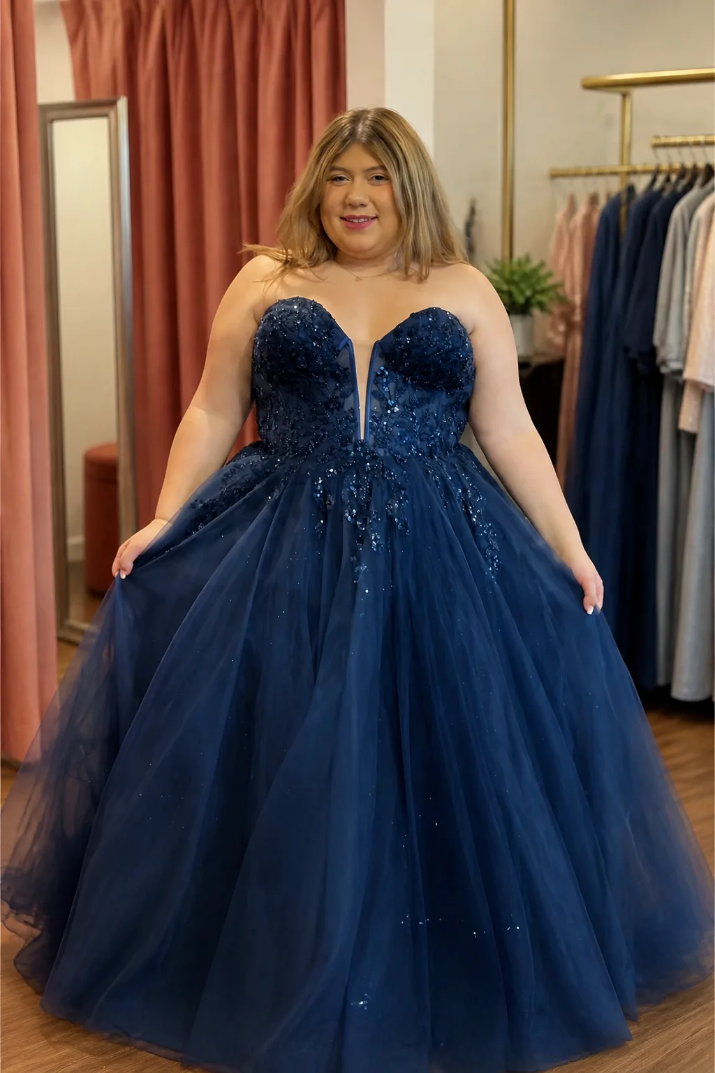 Midnight blue tulle ballgown