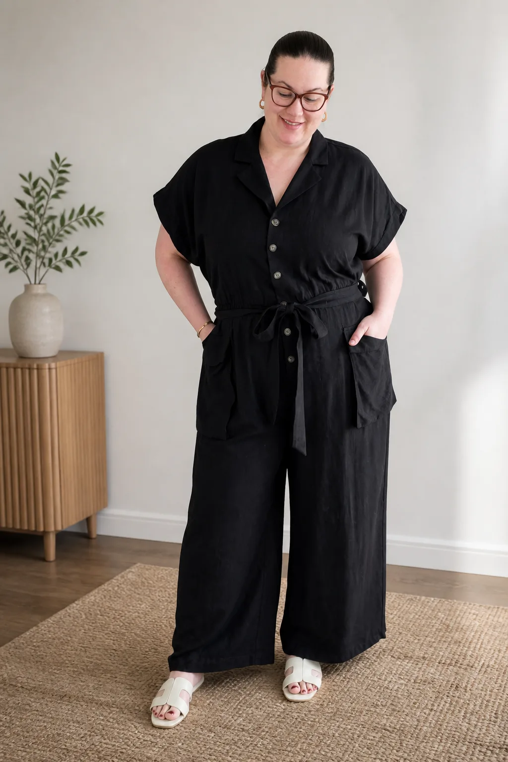 Minimalist Chic: Black Utility Jumpsuit Look