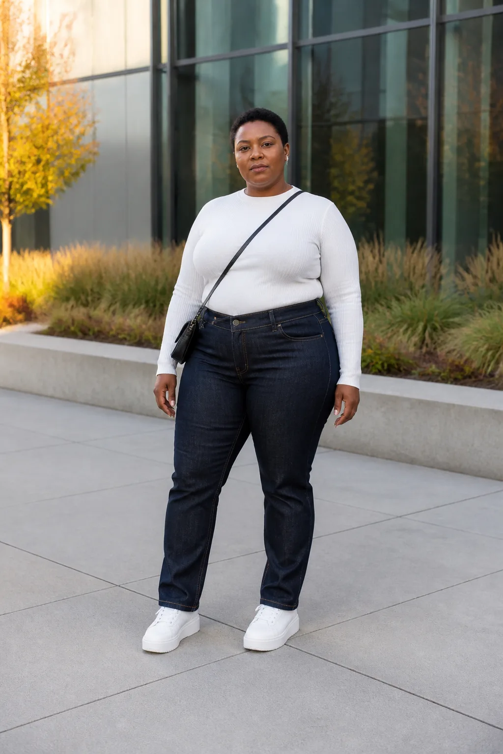 Modern asymmetric waist denim trend