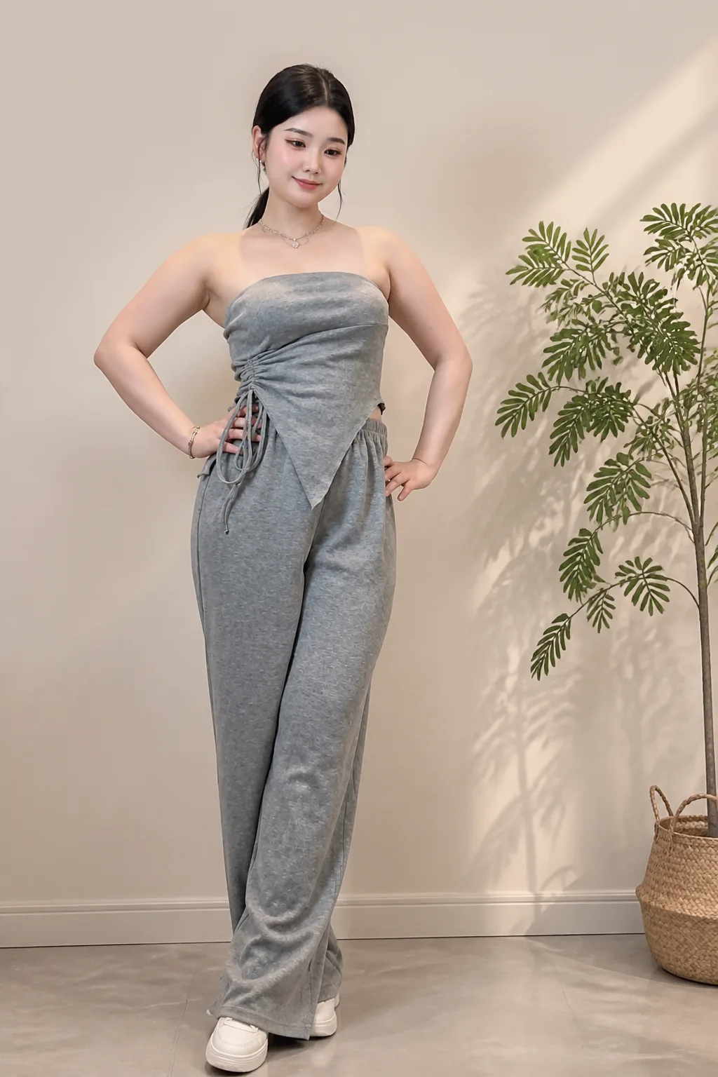 Modern Grey Jumpsuit Ensemble