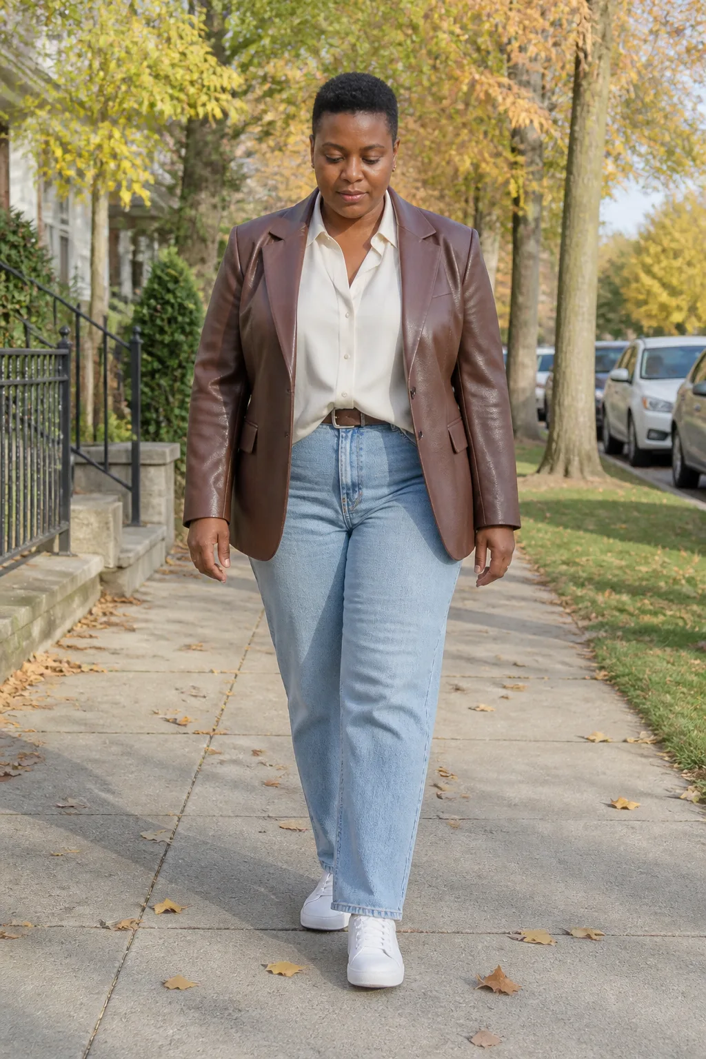 Modern Leather Blazer and Light Denim