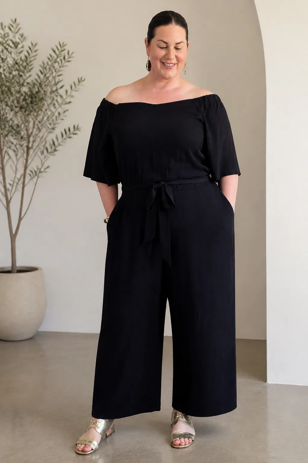 Off-the-Shoulder Style: Flattering Jumpsuit Outfit