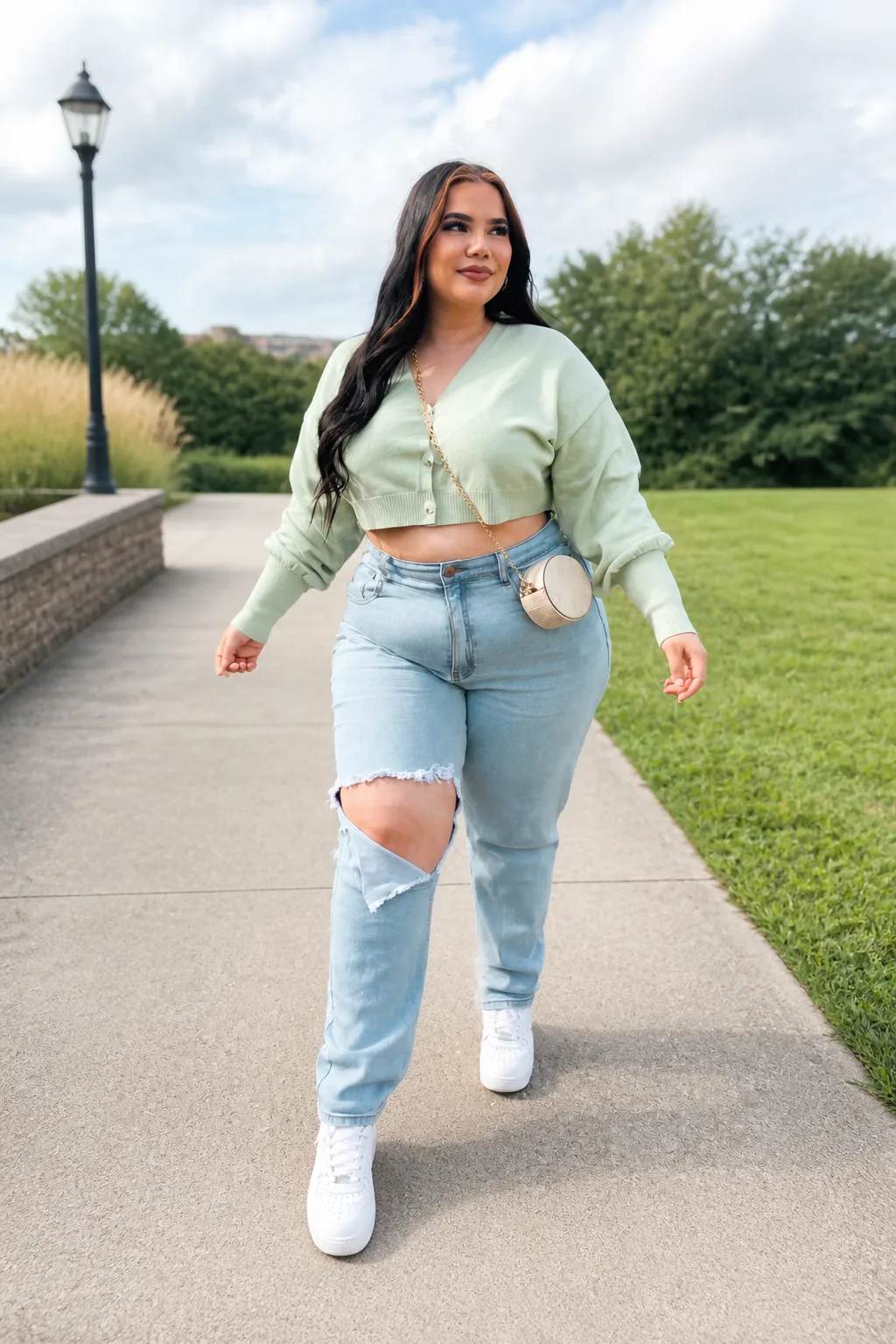 Pastel Crop and Ripped Jeans Combo