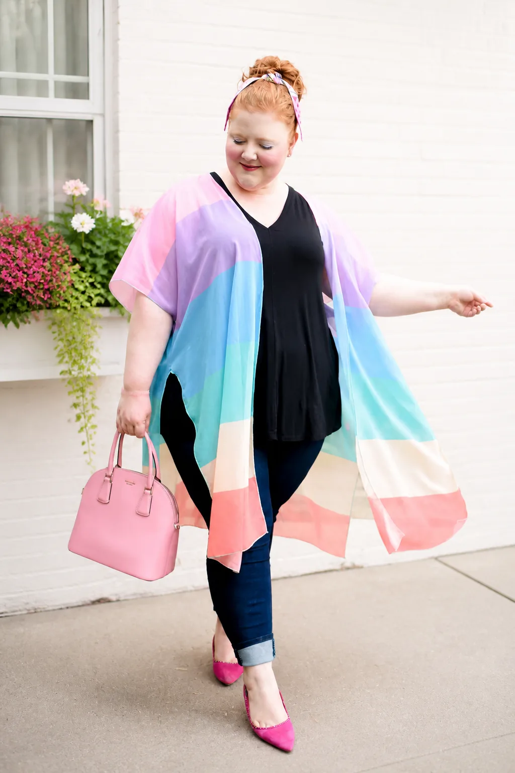 Pastel Kimono with Black Base Layer
