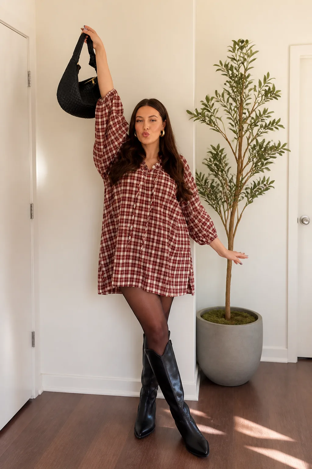 Perfect Fall Day Dress and Boot Look