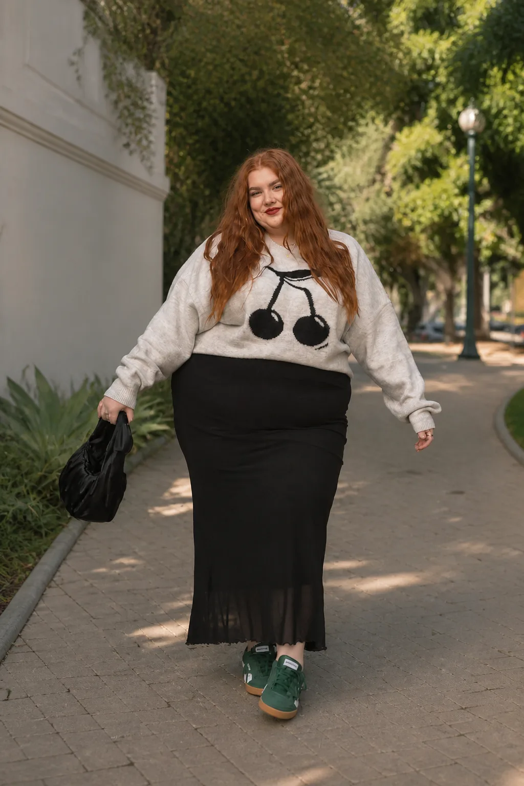 Playful Graphic Sweater with Maxi Skirt