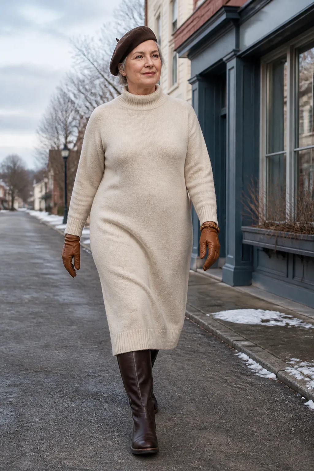 Plus Size Alpaca Wool Sweater Dress Winter Outfit