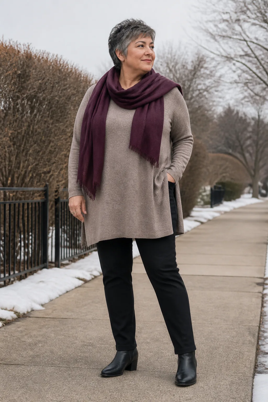 Plus Size Cashmere Blend Tunic Dress Winter Outfit