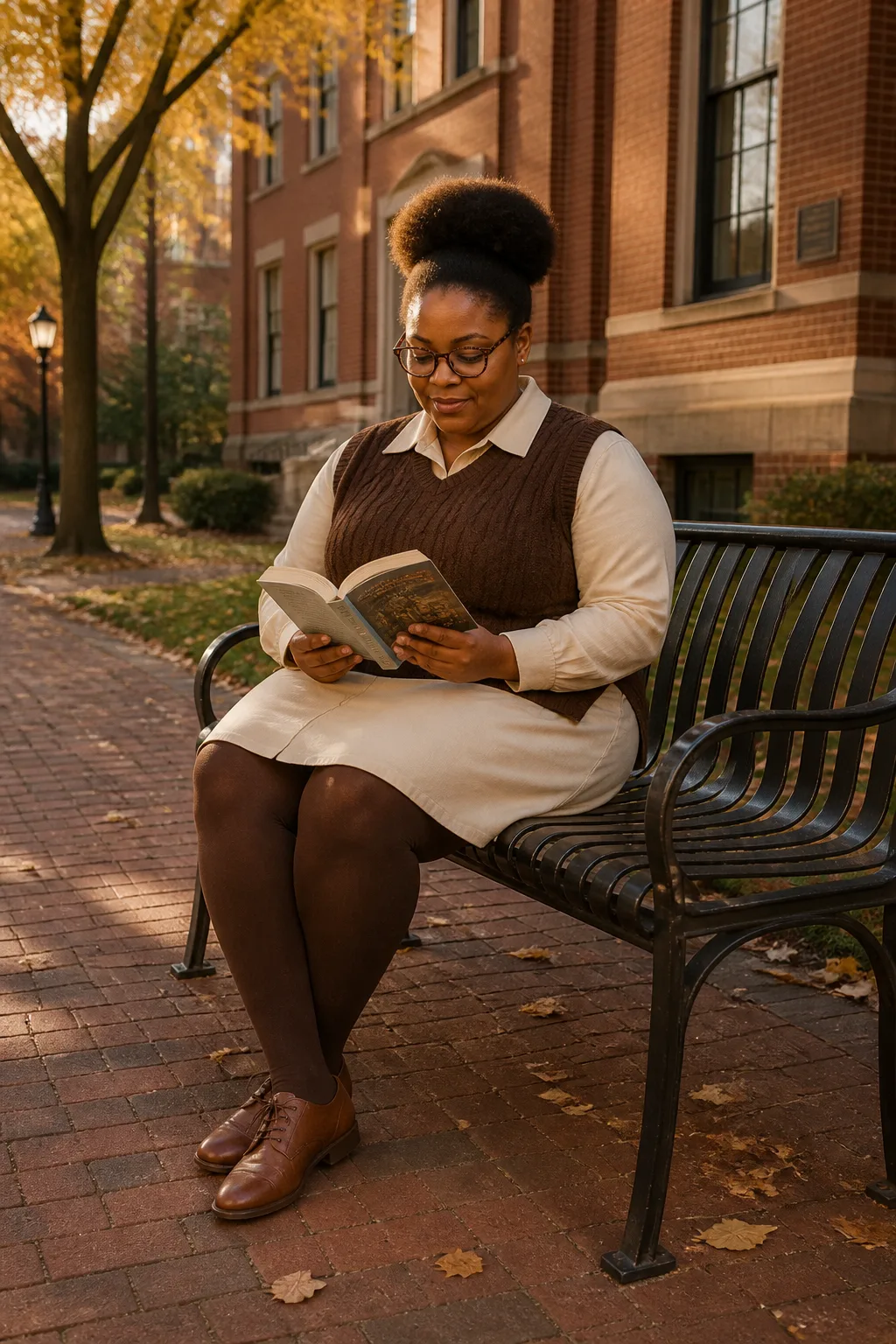 Plus Size Dark Academia Sweater Vest With Collared Shirt Dress Outfit
