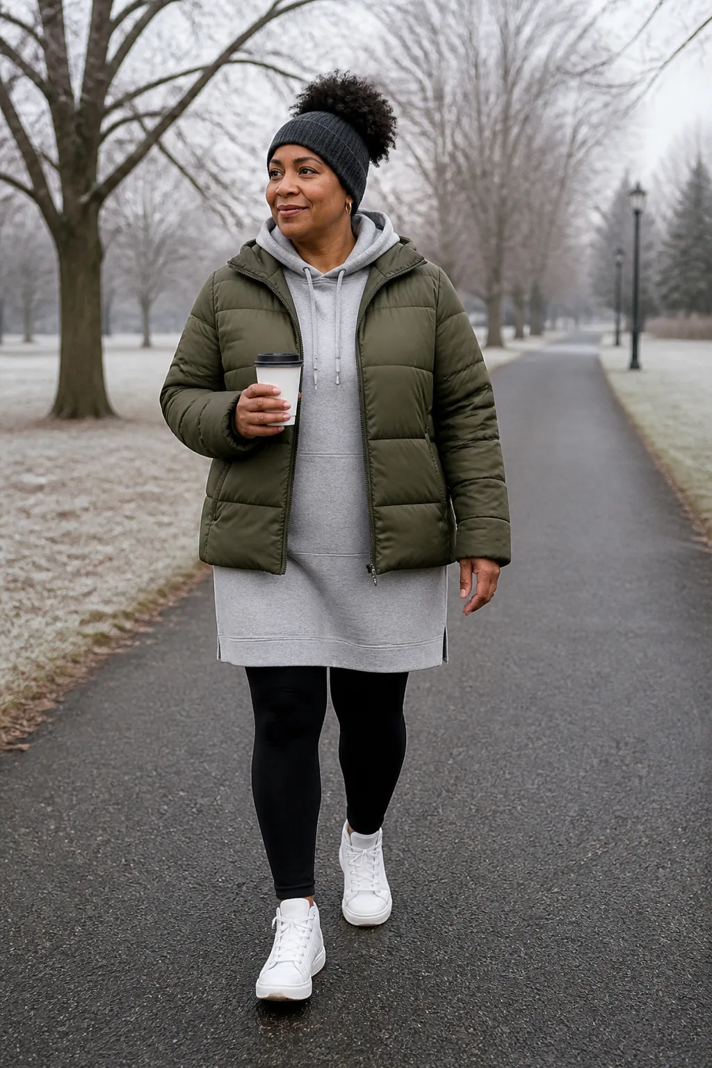 Plus Size Fleece Hoodie Dress Winter Outfit