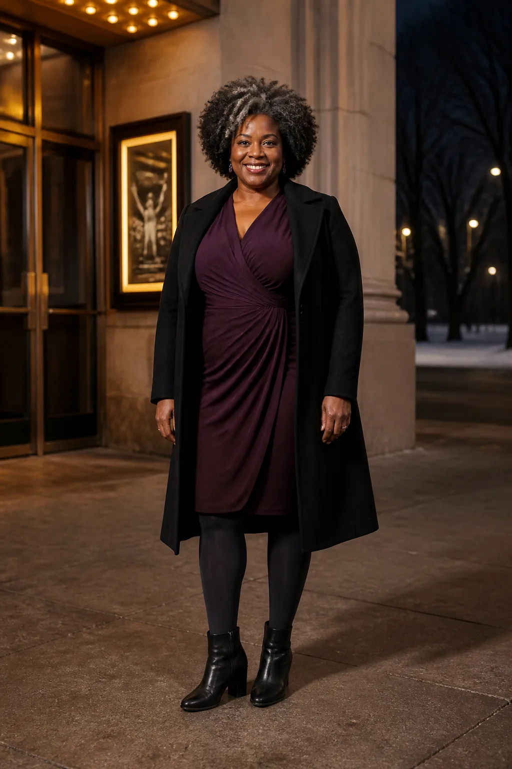 Plus Size Jersey Wrap-Style Dress Winter Outfit