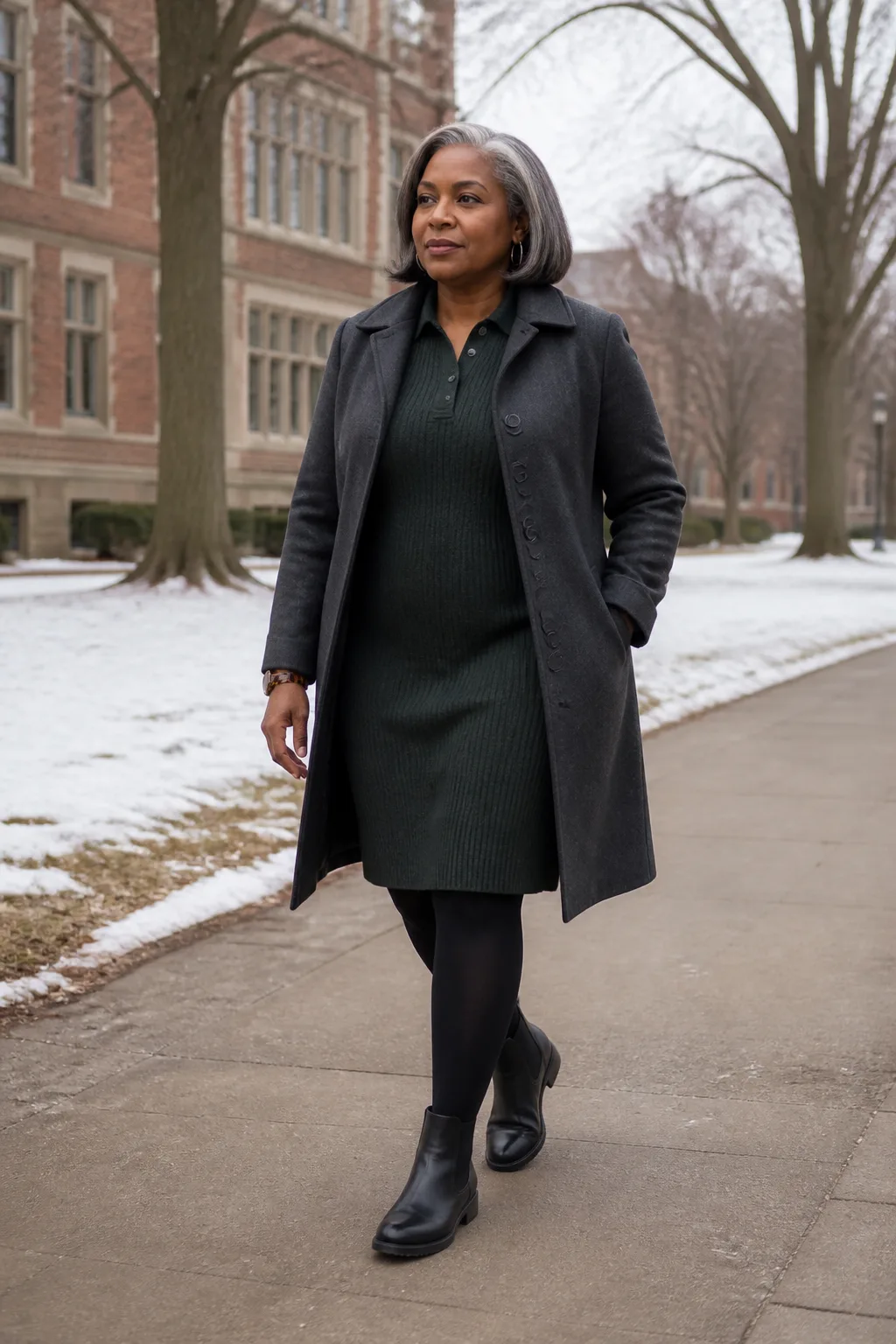 Plus Size Knit Polo Dress Winter Outfit