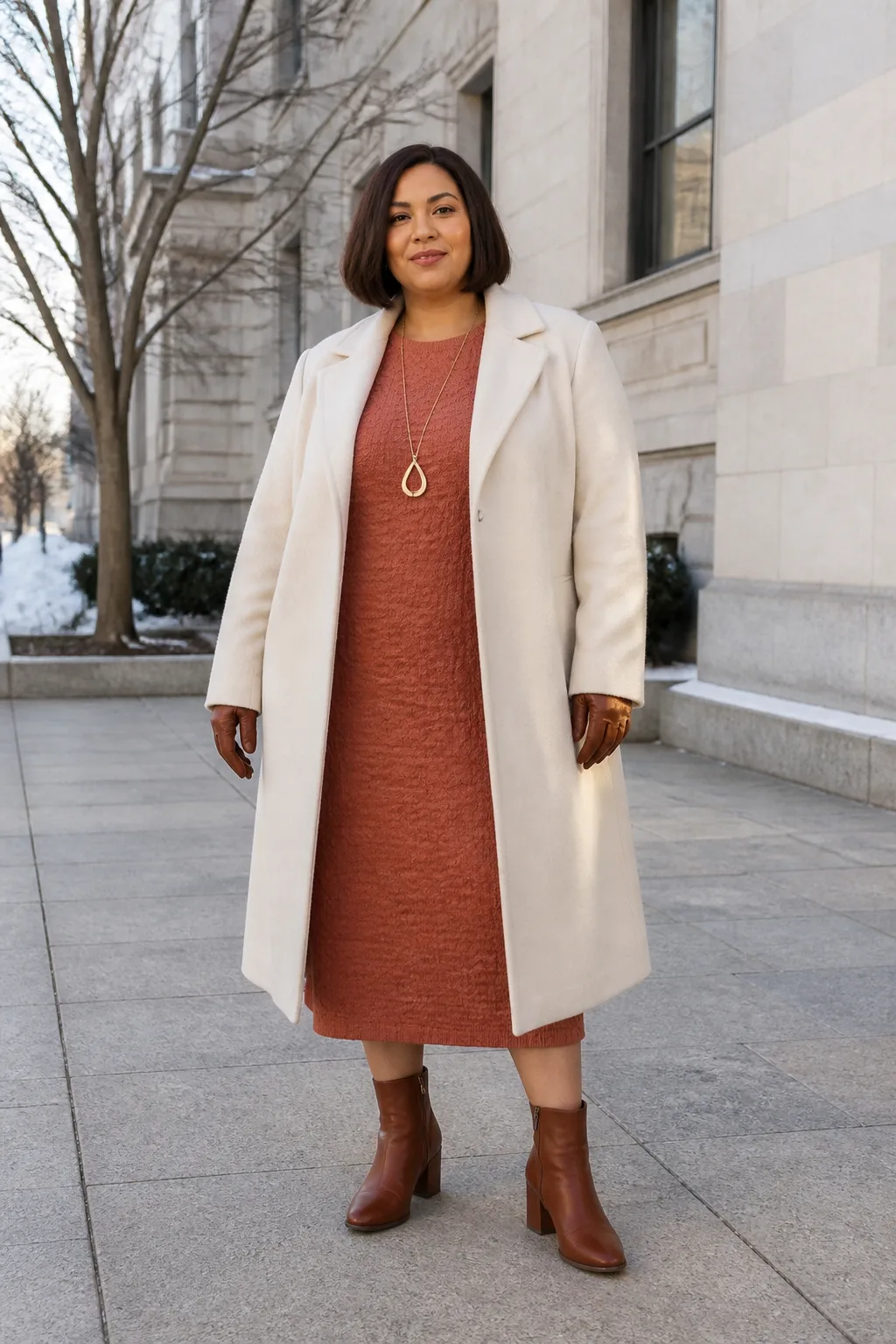 Plus Size Textured Knit Midi Winter Outfit