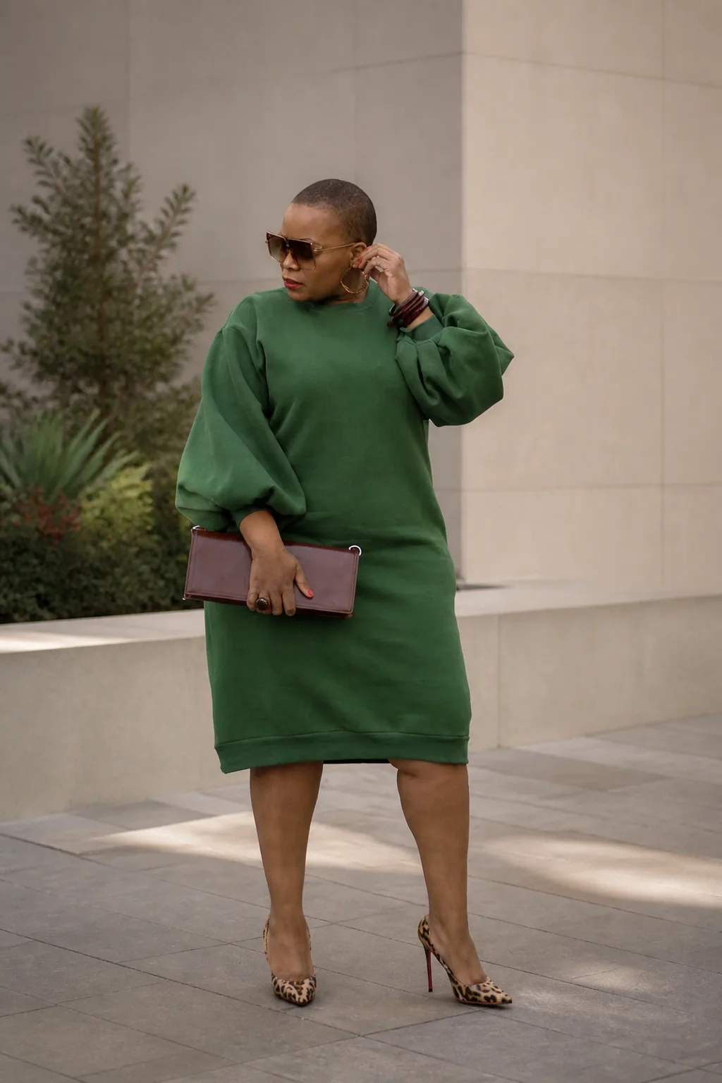 Polished Green Sweater Dress Look