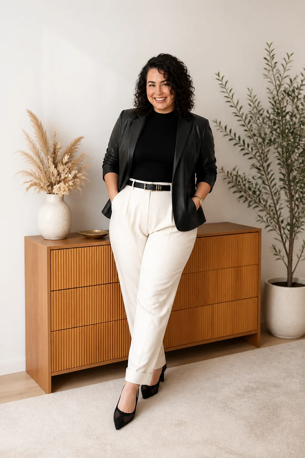 Polished Leather Blazer Style