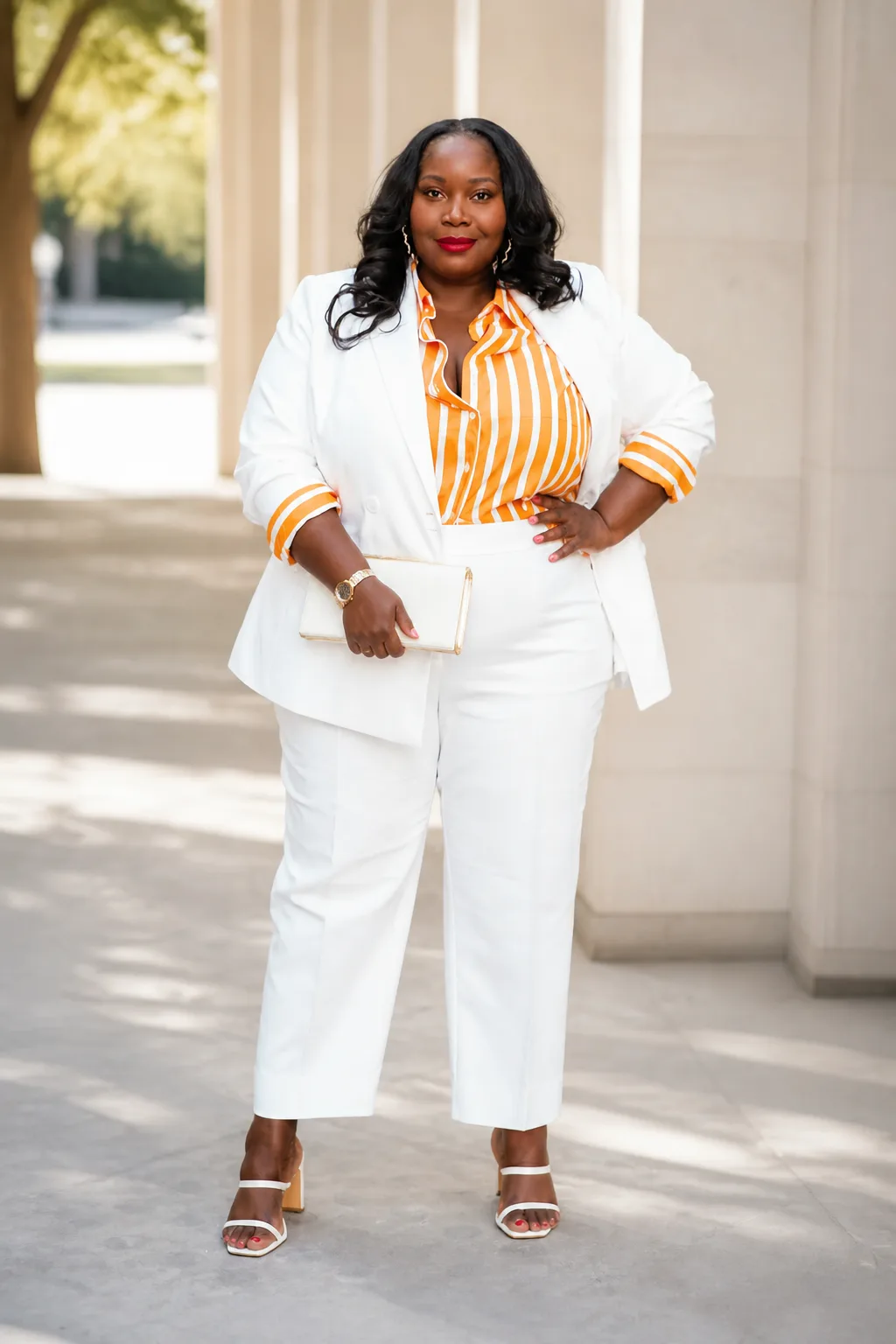 Polished White Suit for the Office