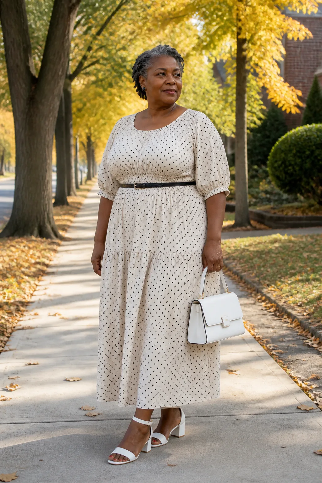 Polka Dot Cream Maxi Dress