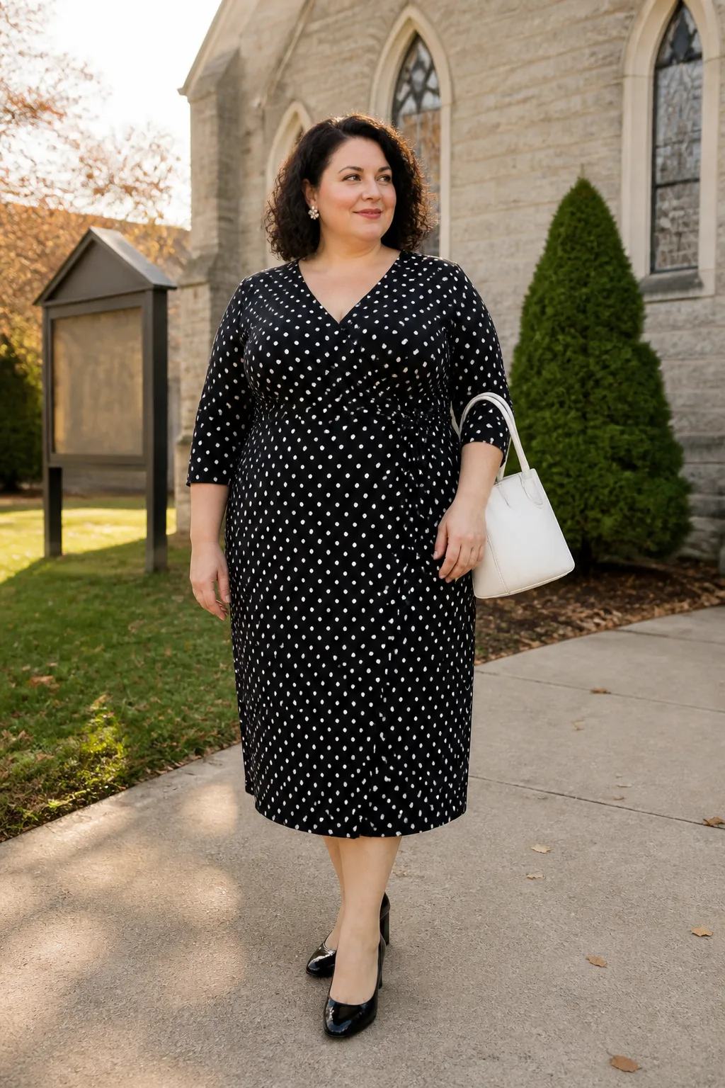 Polka dot dress for a church service