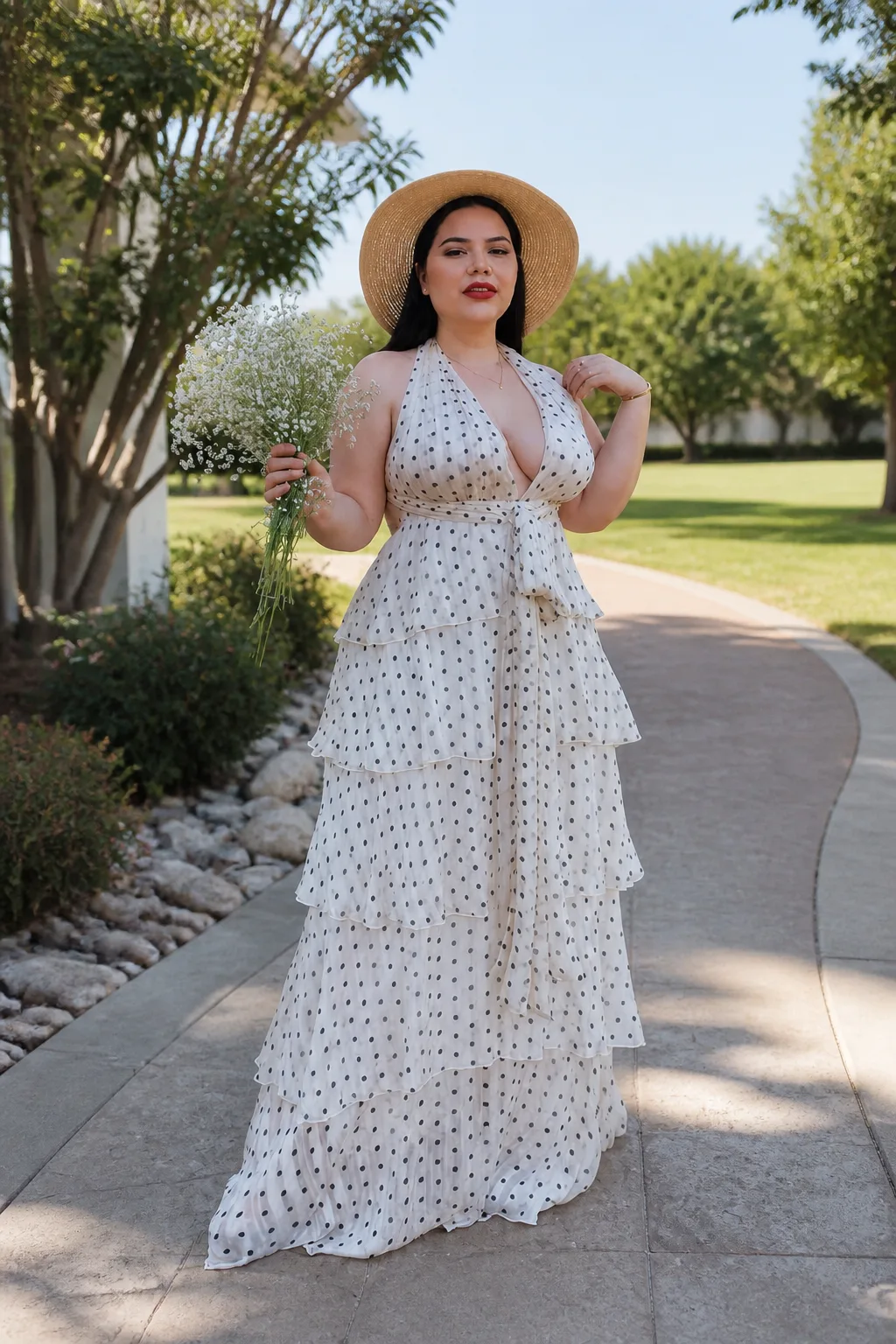Polka Dot Tiered Maxi Dress