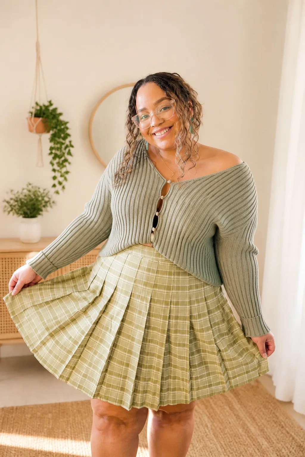 Preppy Chic Plaid Pleated Skirt