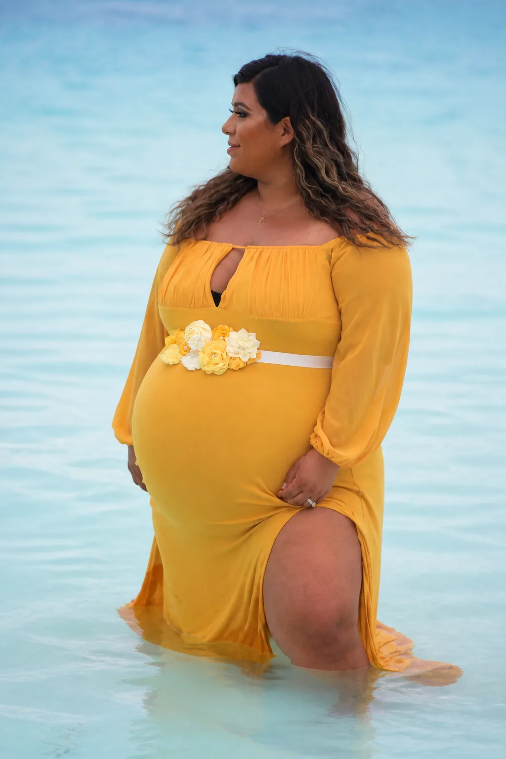Radiant Golden Hour Maternity Photoshoot Dress