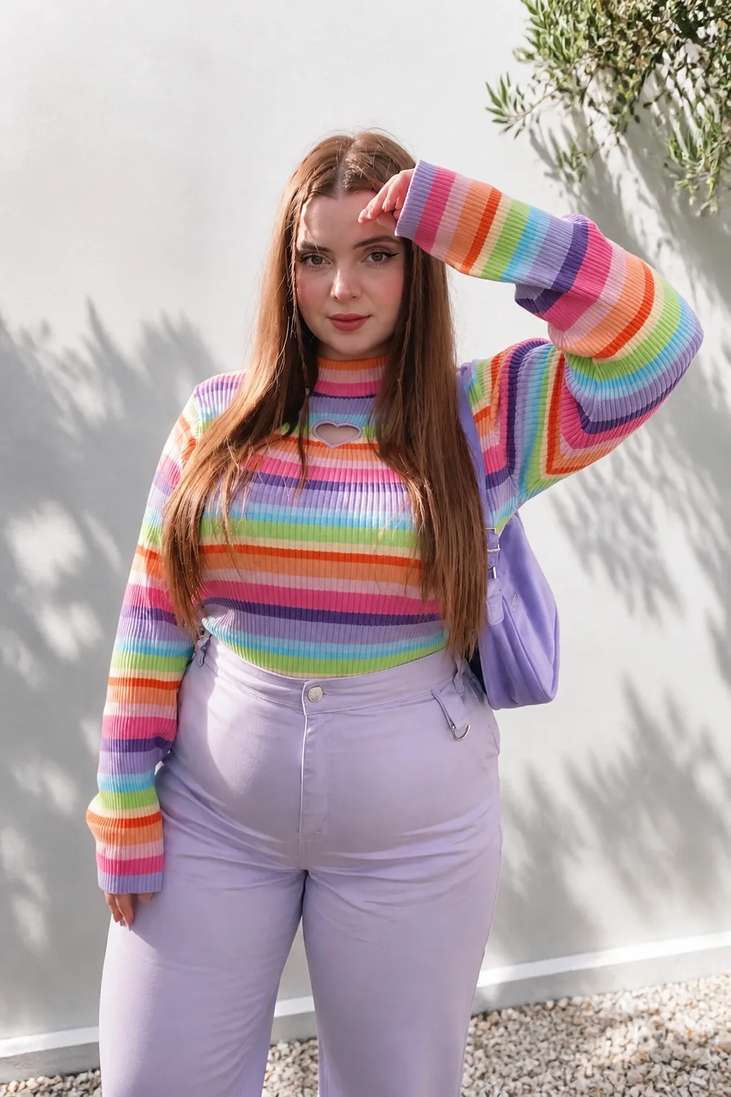 Rainbow Stripes and Lavender Jeans