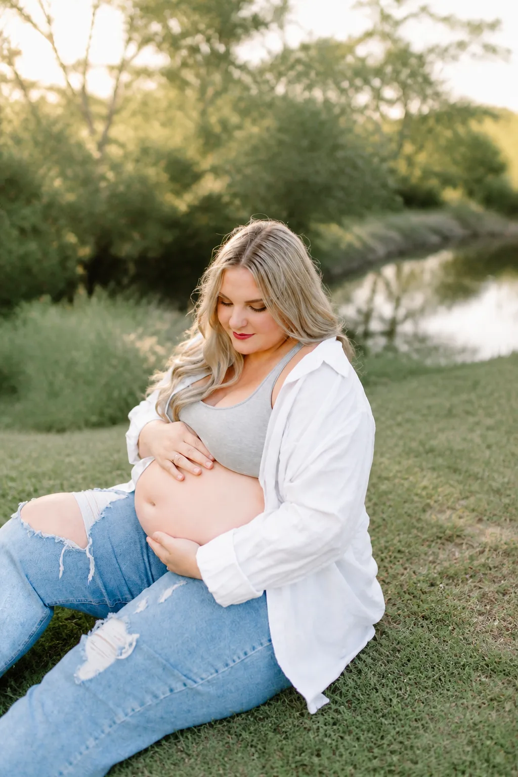 Relaxed Golden Hour Maternity Pose