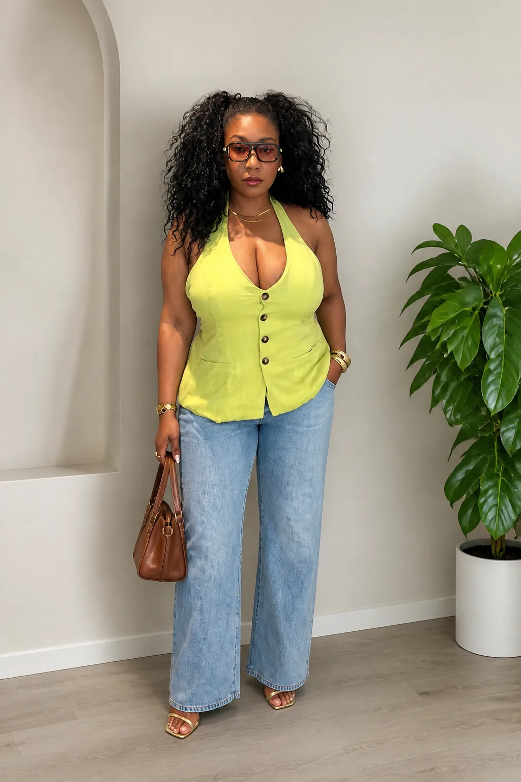 Relaxed Halter Top and Denim Vibe