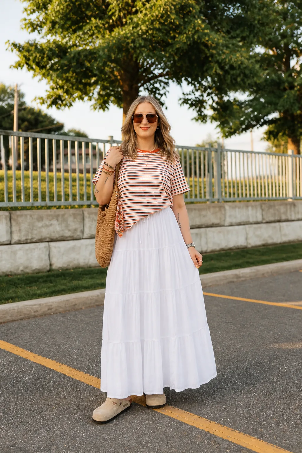 Relaxed Striped Tee and Maxi Skirt