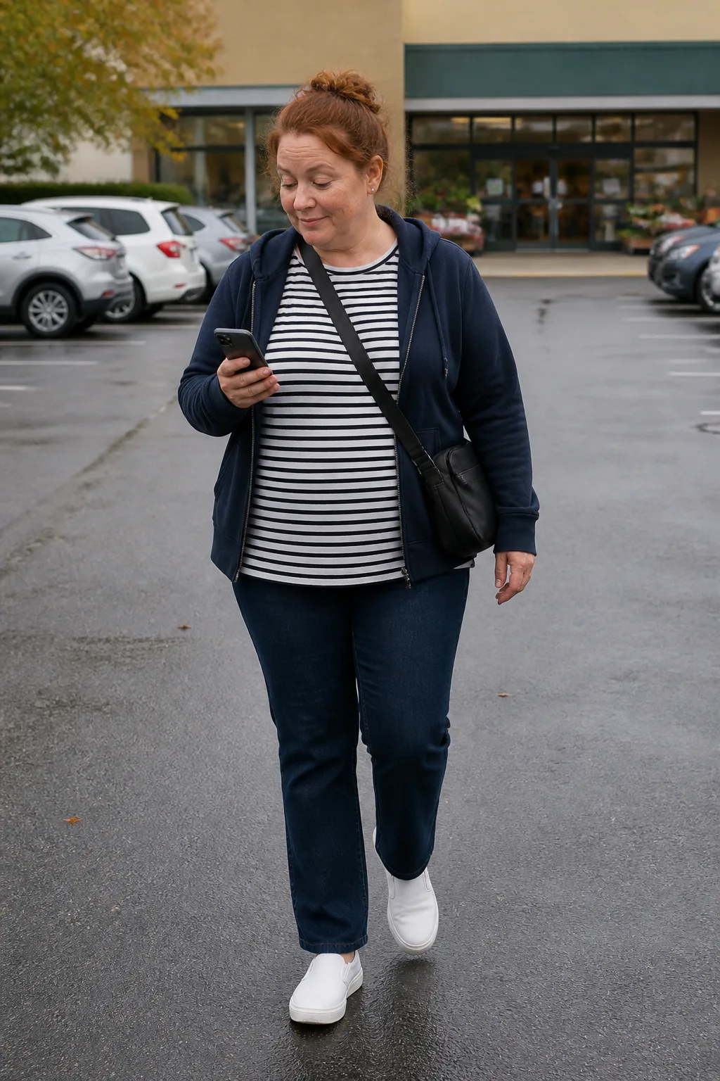 Relaxed Weekend Ready: Striped Tee and Dark Denim