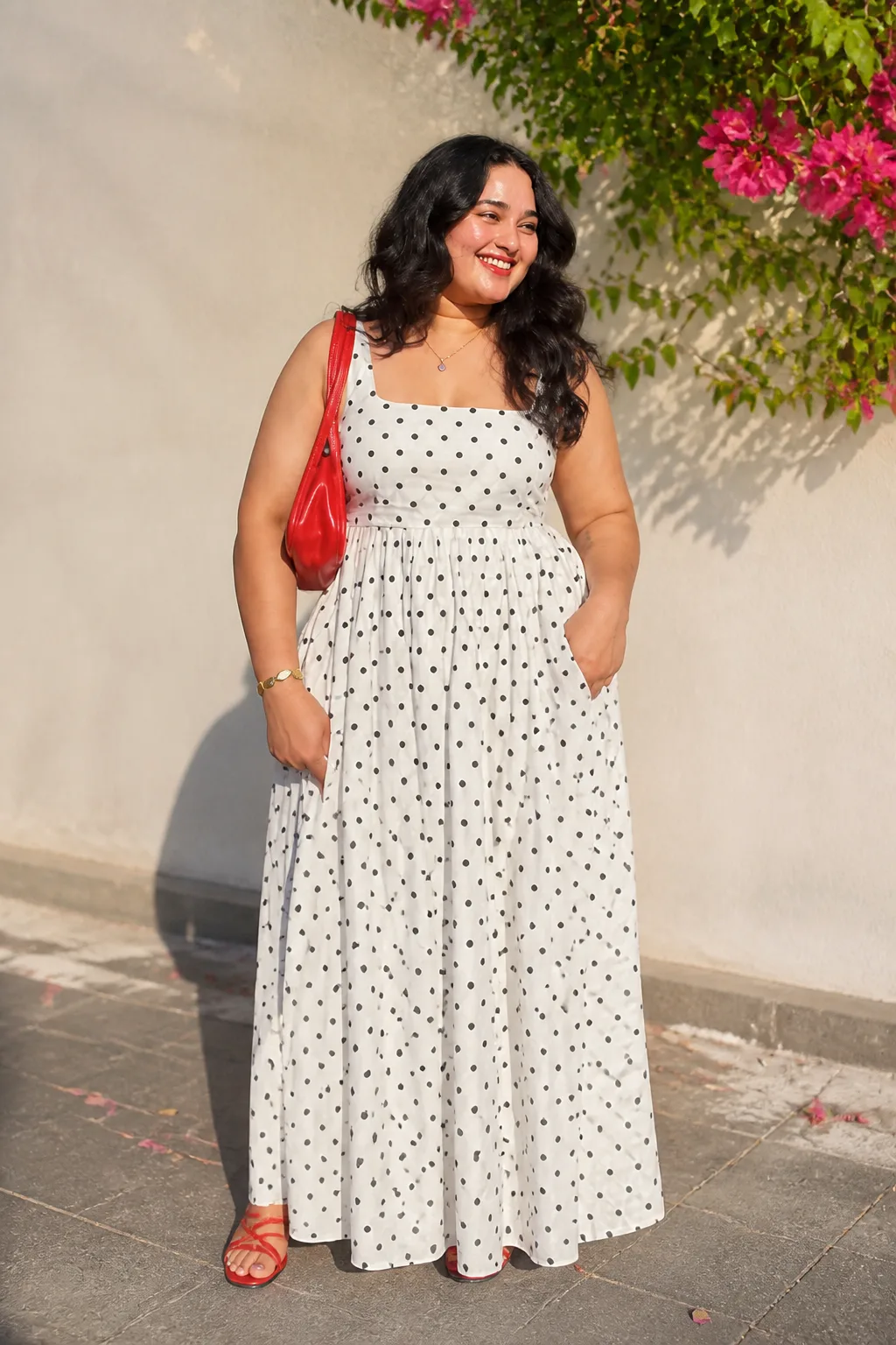 Retro Polka Dot Maxi Dress