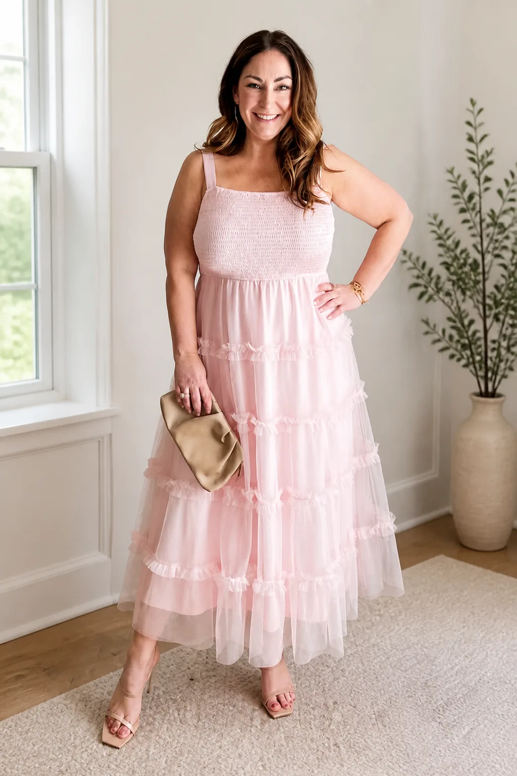 Romantic Blush Tiered Maxi Dress