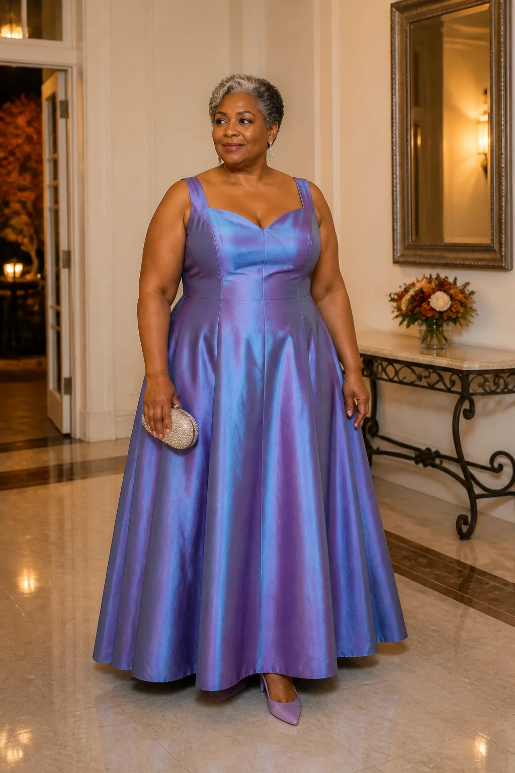 Shimmering Iridescent Evening Gown