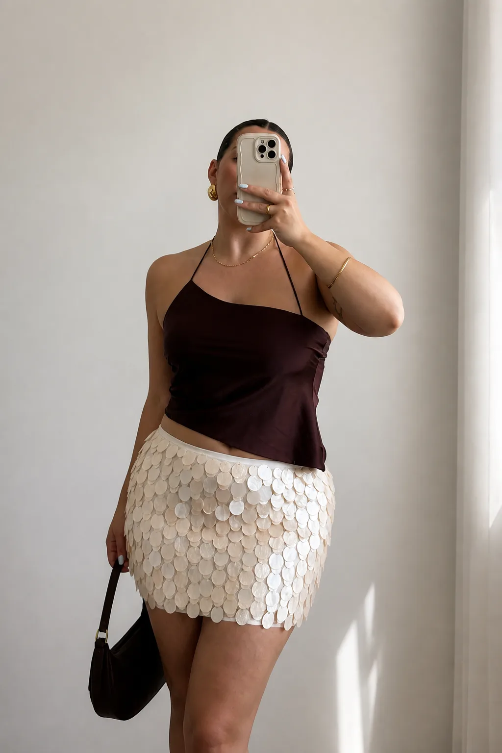 Shimmering Sequin Mini Skirt Ensemble