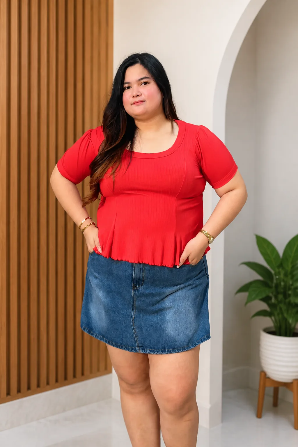 Simple Casual Denim Skirt Outfit