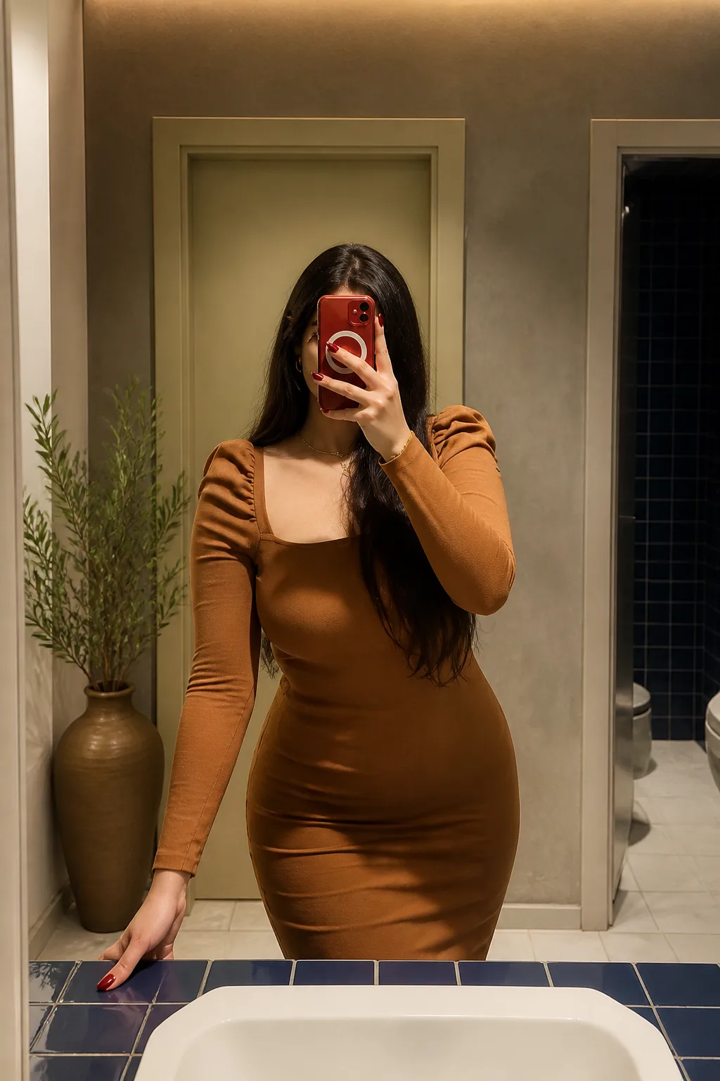 Sleek Brown Bodycon Dress