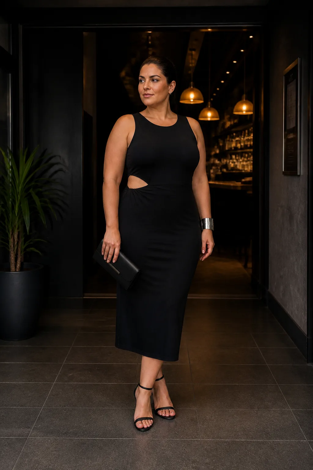 Sleek Cut-Out Midi for the Club
