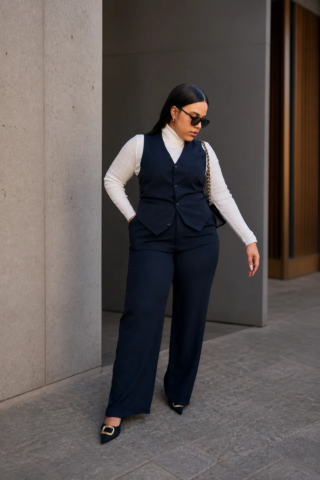 Sleek Monochrome Vest and Trouser Set