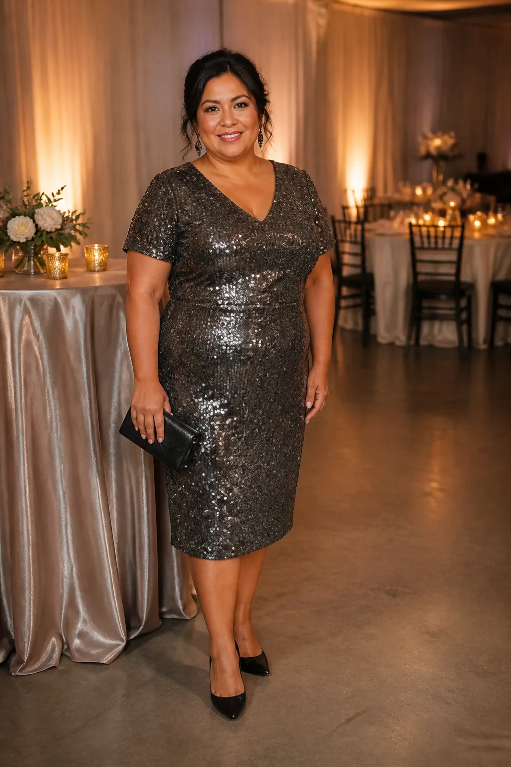 Sleek Sequin Evening Cocktail Dress