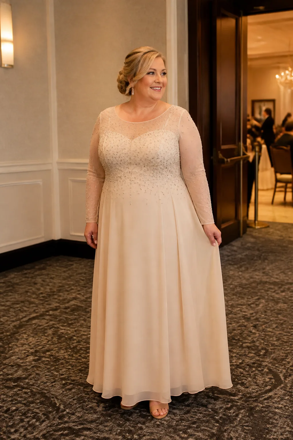 Sophisticated Beaded Chiffon Evening Gown