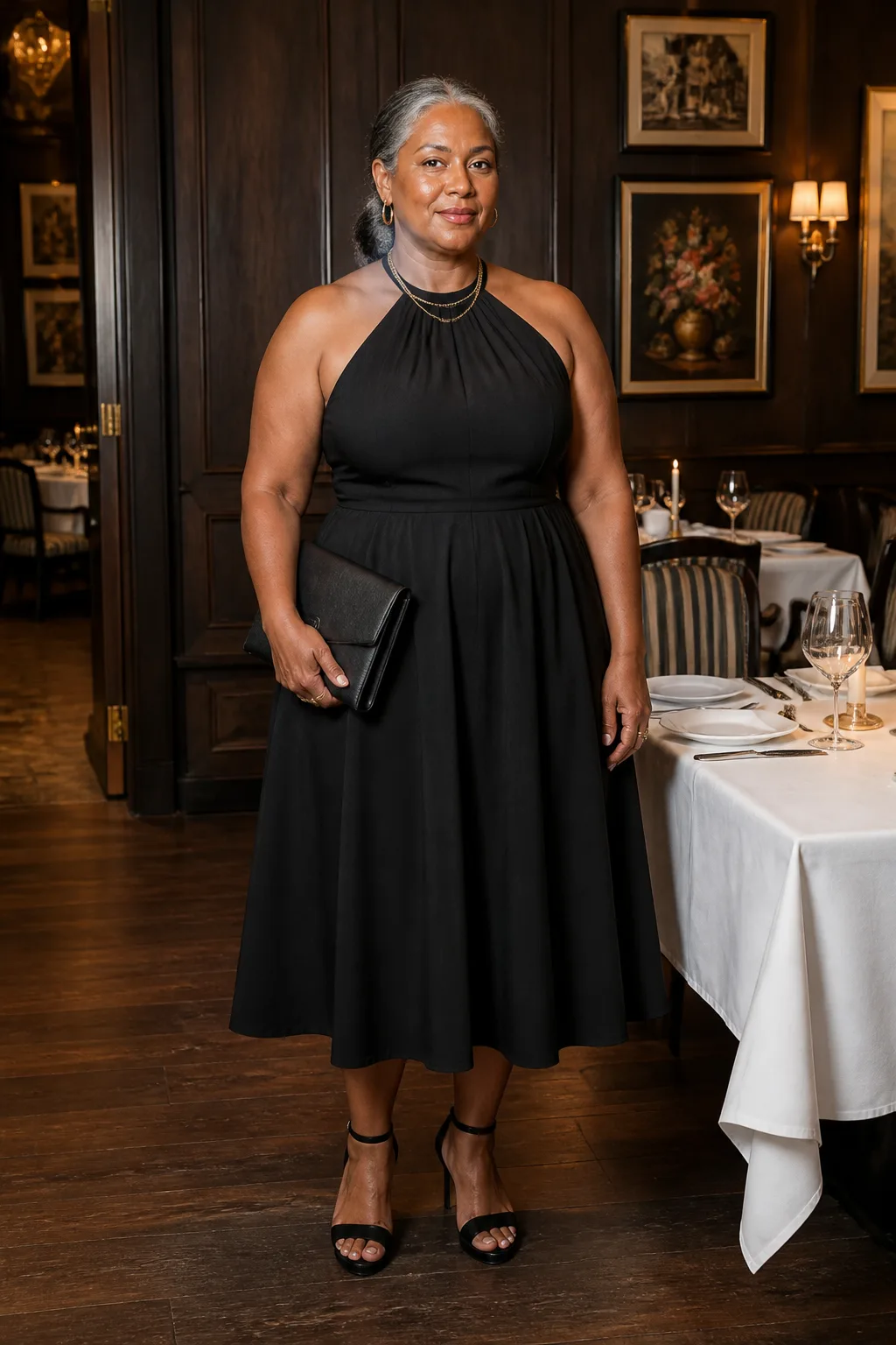 Sophisticated Black Halter Dress for Birthday Dinners